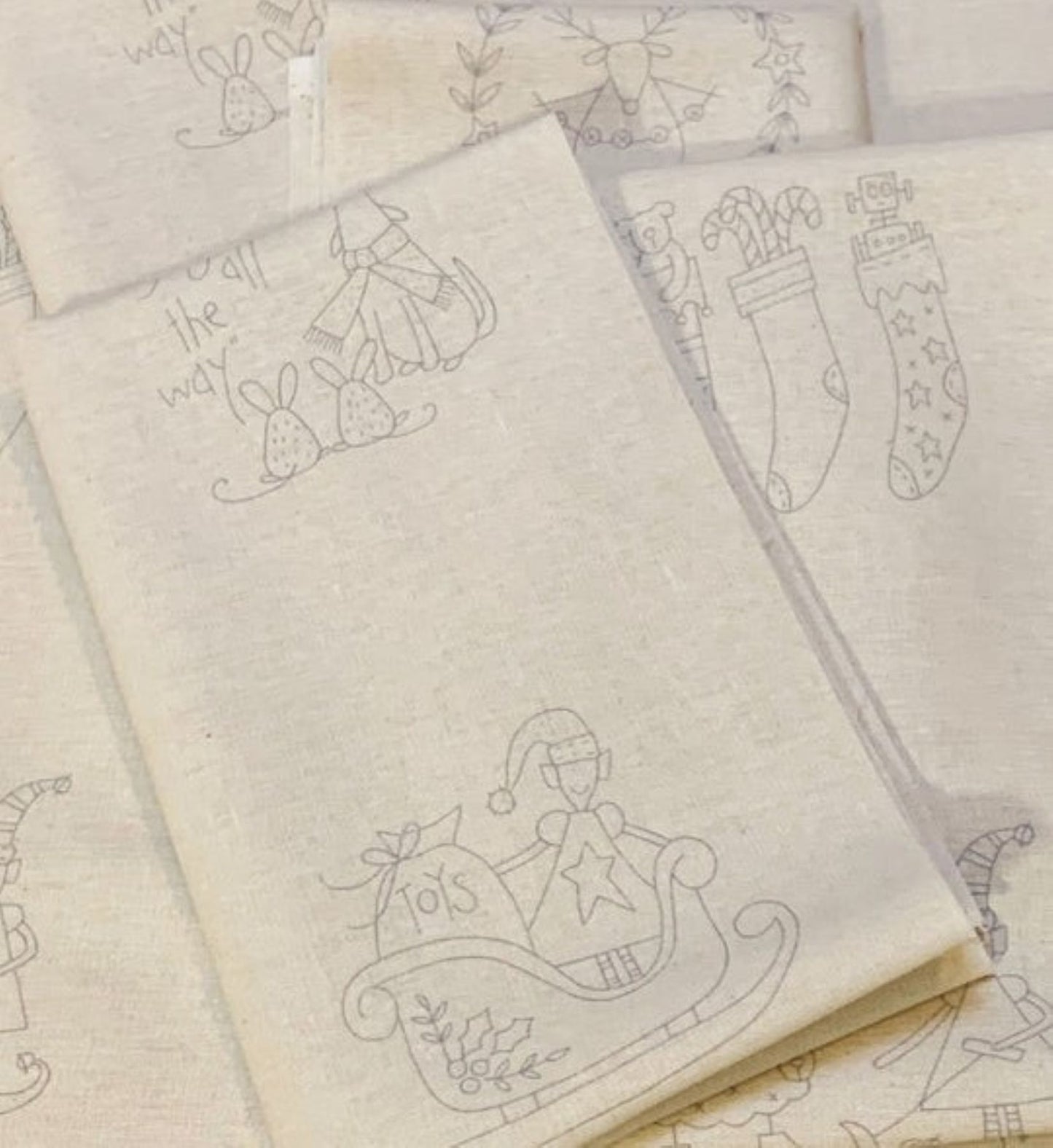 Make Ready for Christmas preprinted stitchery embroidery panel Natalie Bird designs