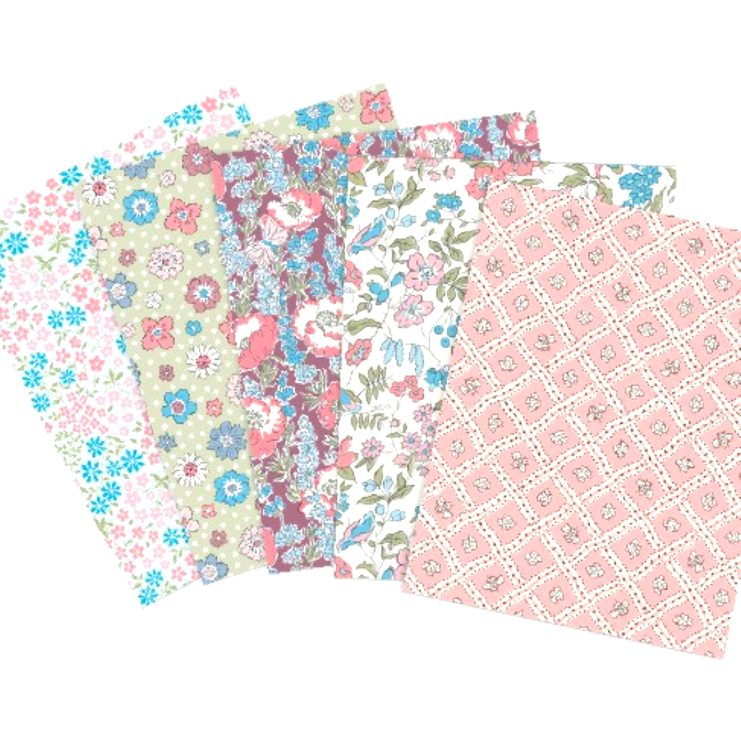Meadow Flowers Liberty Lasenby 5 Fat Quarters 50cm x 55cm (20 x 22") cotton quilt fabric Pack D