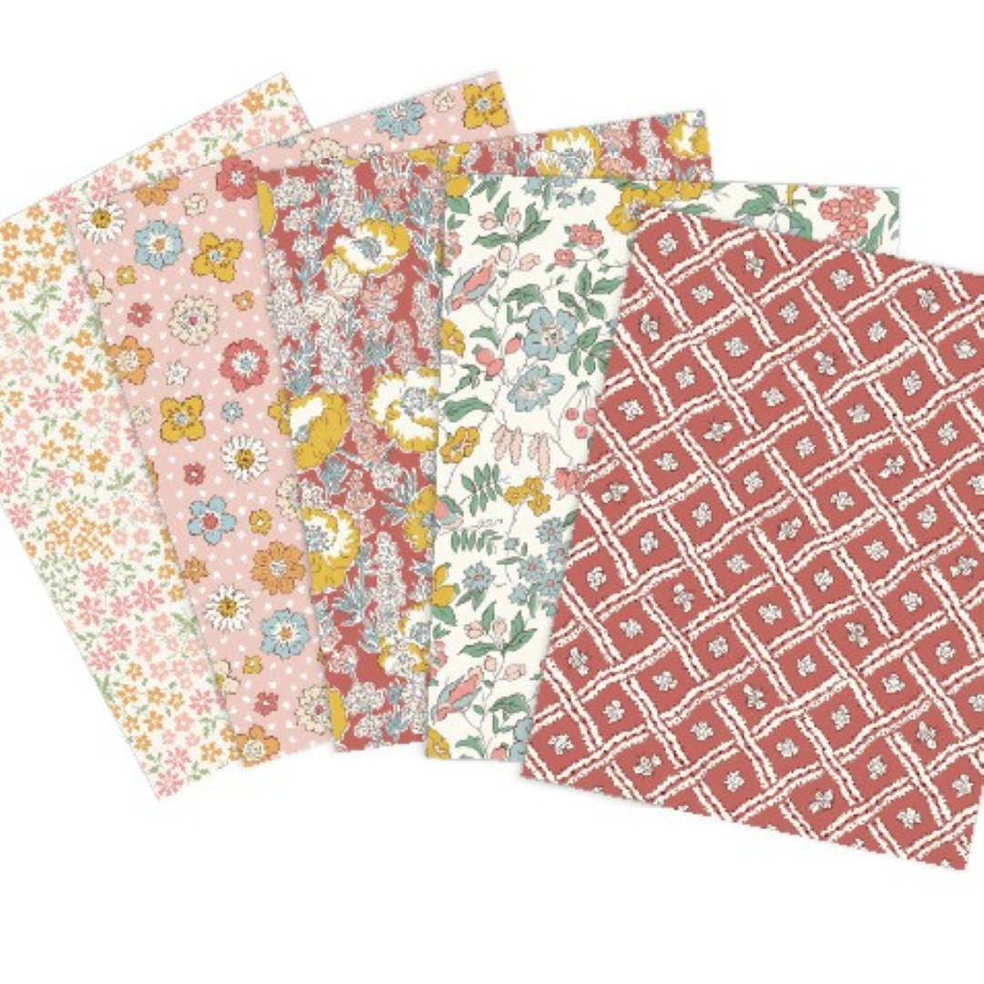 Meadow Flowers Liberty Lasenby 5 Fat Quarters 50cm x 55cm (20 x 22") cotton quilt fabric Pack B