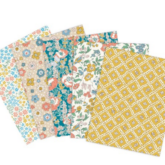 Meadow Flowers Liberty Lasenby 5 Fat Quarters 50cm x 55cm (20 x 22") cotton quilt fabric Pack A