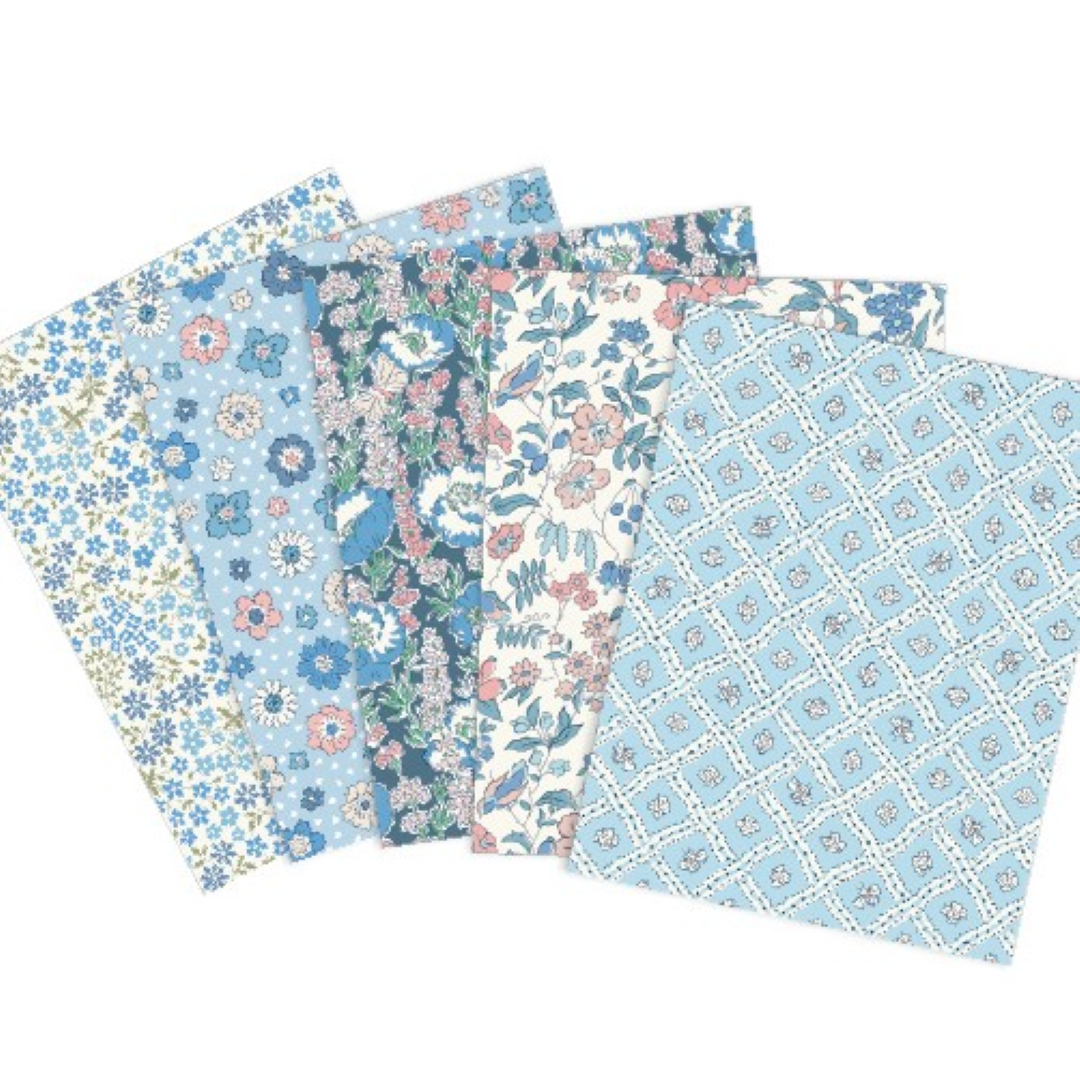 Meadow Flowers Liberty Lasenby 5 Fat Quarters 50cm x 55cm (20 x 22") cotton quilt fabric Pack C