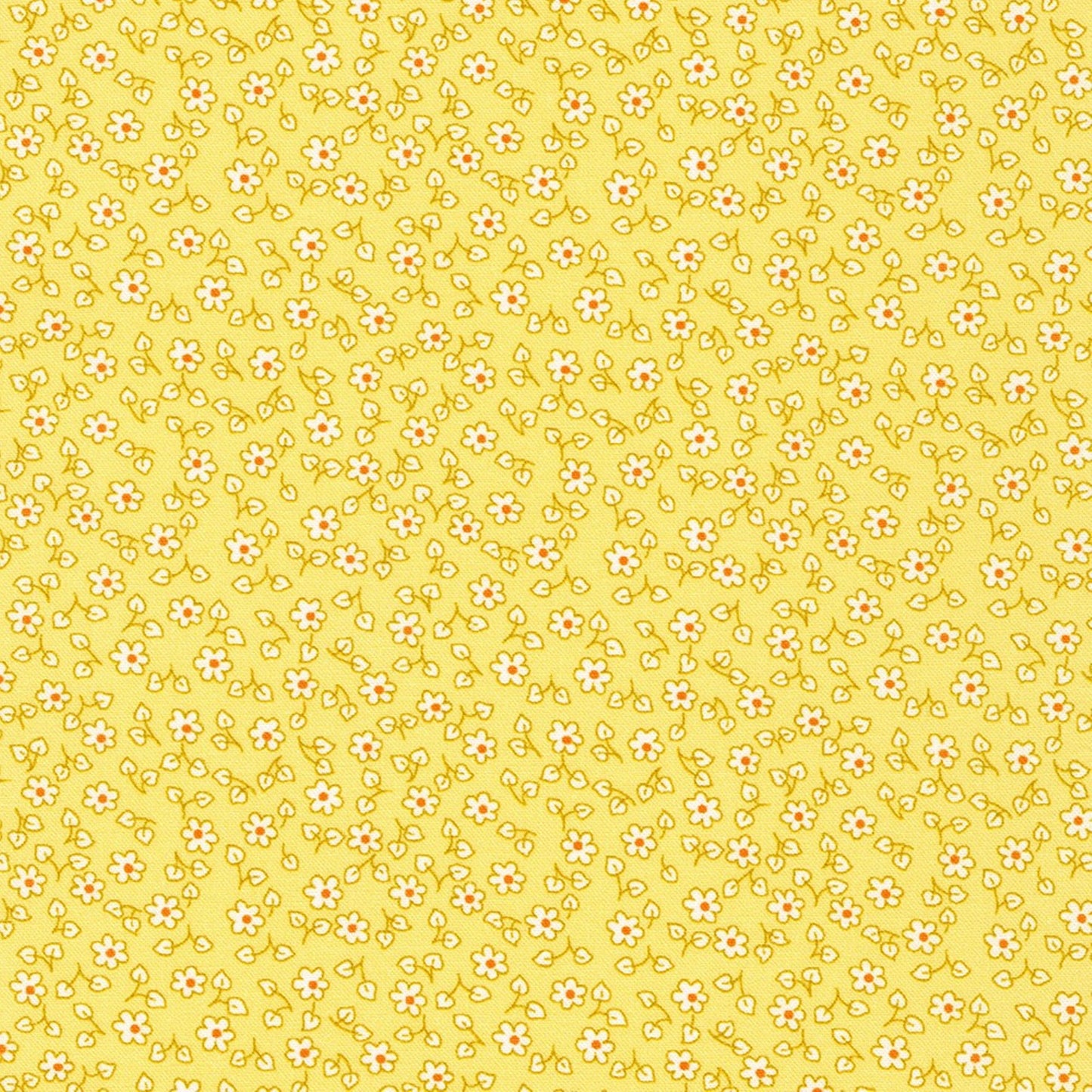 Little Blossoms mini flowers yellow 1930's style floral Kaufman cotton quilt fabric