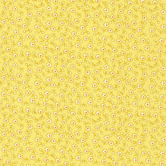 Little Blossoms mini flowers yellow 1930's style floral Kaufman cotton quilt fabric
