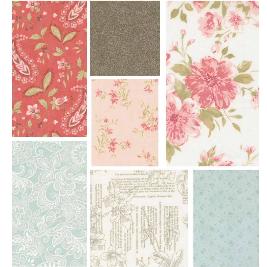 Moda Muse 3 Sisters 7 Fat 16ths 22cm x 26cm (9" x 11") cotton quilt fabric Pack D