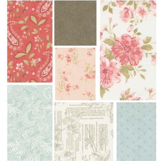 Moda Muse 3 Sisters 7 Fat 16ths 22cm x 26cm (9" x 11") cotton quilt fabric Pack D