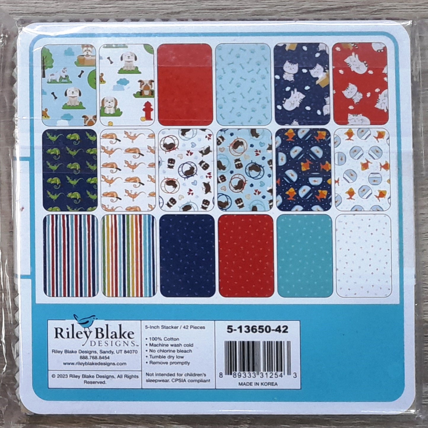Pets by Lori Whitlock for Riley Blake 42, 5" Squares precut cotton quilt fabric