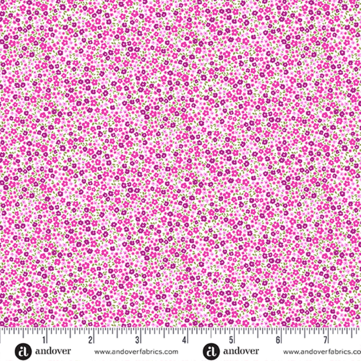 Country Cuttings Disty flowers pink floral cotton quilt fabric - remnant 35cm x 110cm