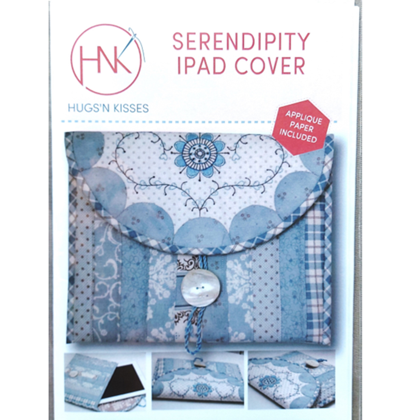 Serendipity IPad cover applique embroidery Hugs 'N Kisses pattern