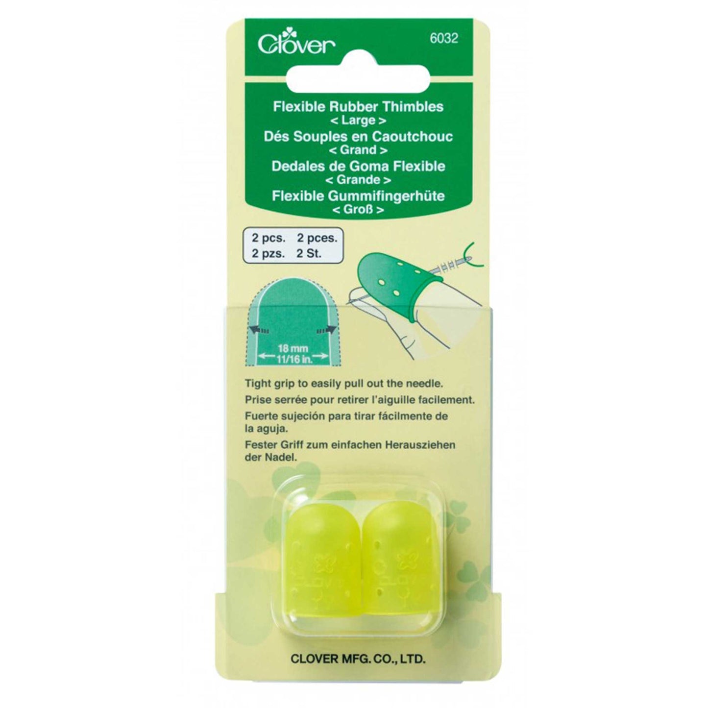 Clover Thimbles flexible rubber pack of 2 large