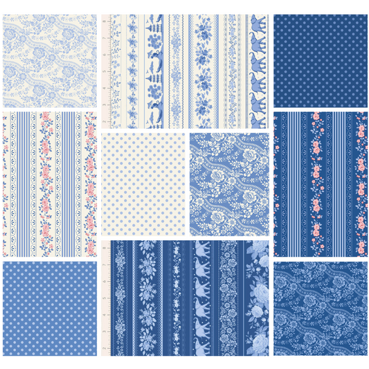 Tilda Something Blue Blenders bundle 10 Fat Quarters 50cm x 55cm (20 x 22") cotton quilt fabric