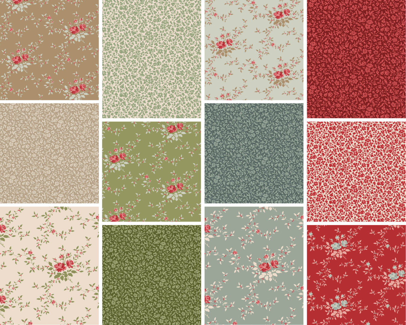 Tilda Merry Little Christmas Blenders bundle 12 Fat Quarters 50cm x 55cm (20 x 22") cotton quilt fabric