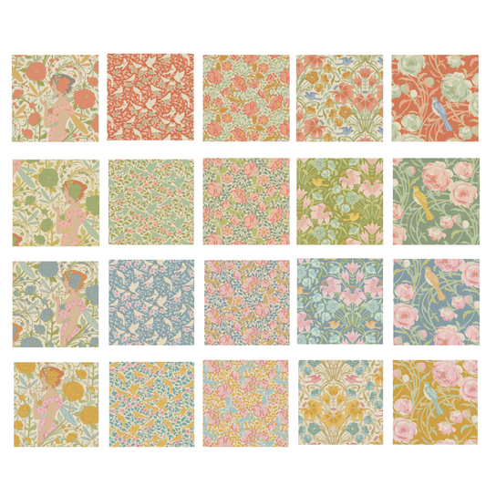 Tilda Songbird bundle 20 Fat 16ths 25cm x 26cm (10 x 10.5") cotton quilt fabric