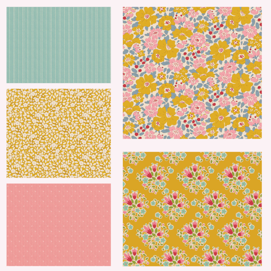 Tilda Creating Memories Spring bundle 5 Fat 16ths cotton quilt fabric - Pack C