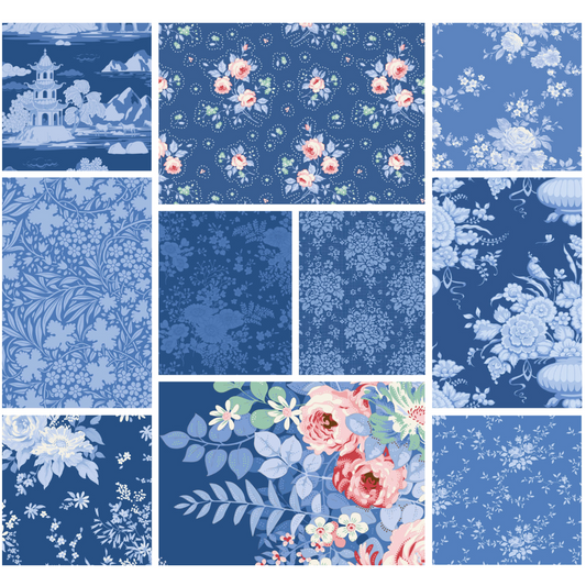 Tilda Something Blue Darks bundle 10 Fat Quarters 50cm x 55cm (20 x 22") cotton quilt fabric