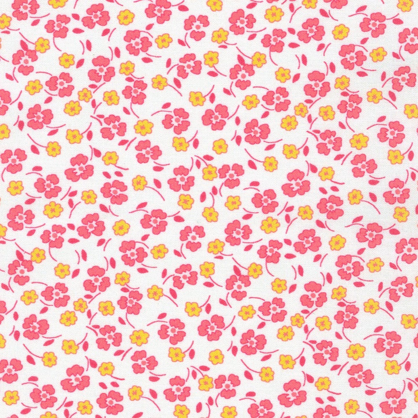 Little Blossoms tossed flowers pink 1930's style floral Kaufman cotton quilt fabric