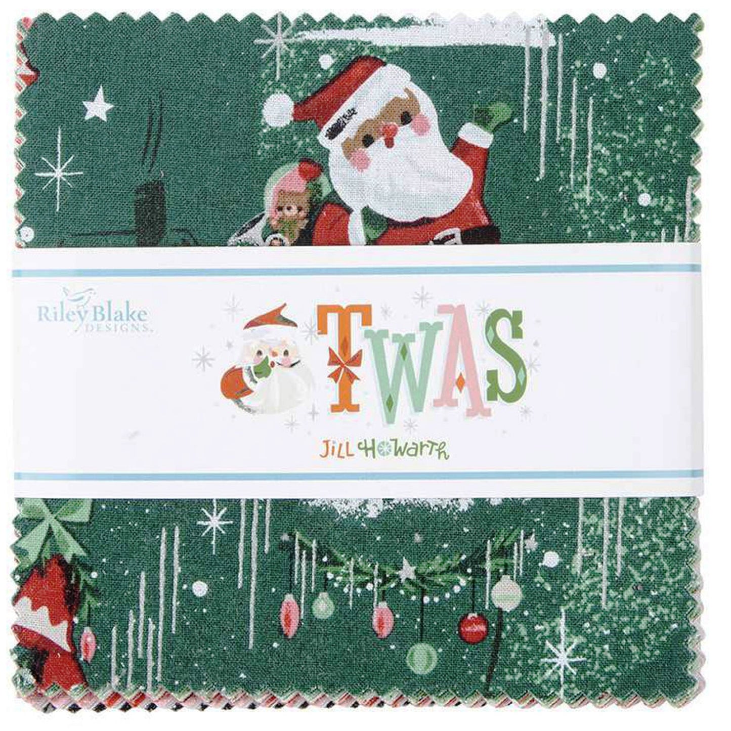 Twas Christmas Jill Howarth for Riley Blake 42, 5" Squares precut cotton quilt fabric