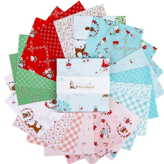 Whimsical Woodland 42, 5 inch squares cotton quilt fabric Sherri and Chelsi for Riley Blake fabrics