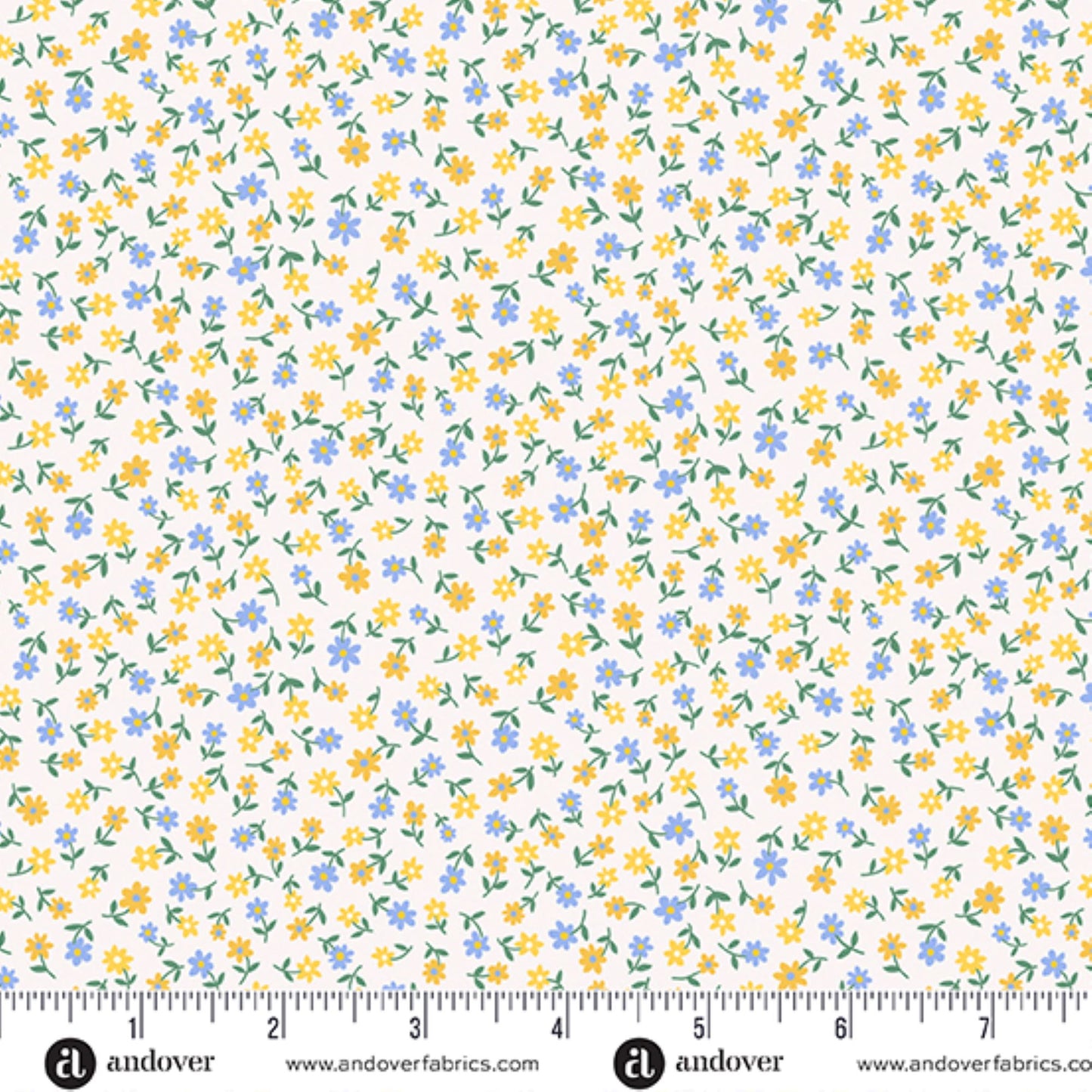 Country Cuttings florals yellow blue bundle - 6 Fat Quarters cotton quilt fabric by Makower UK