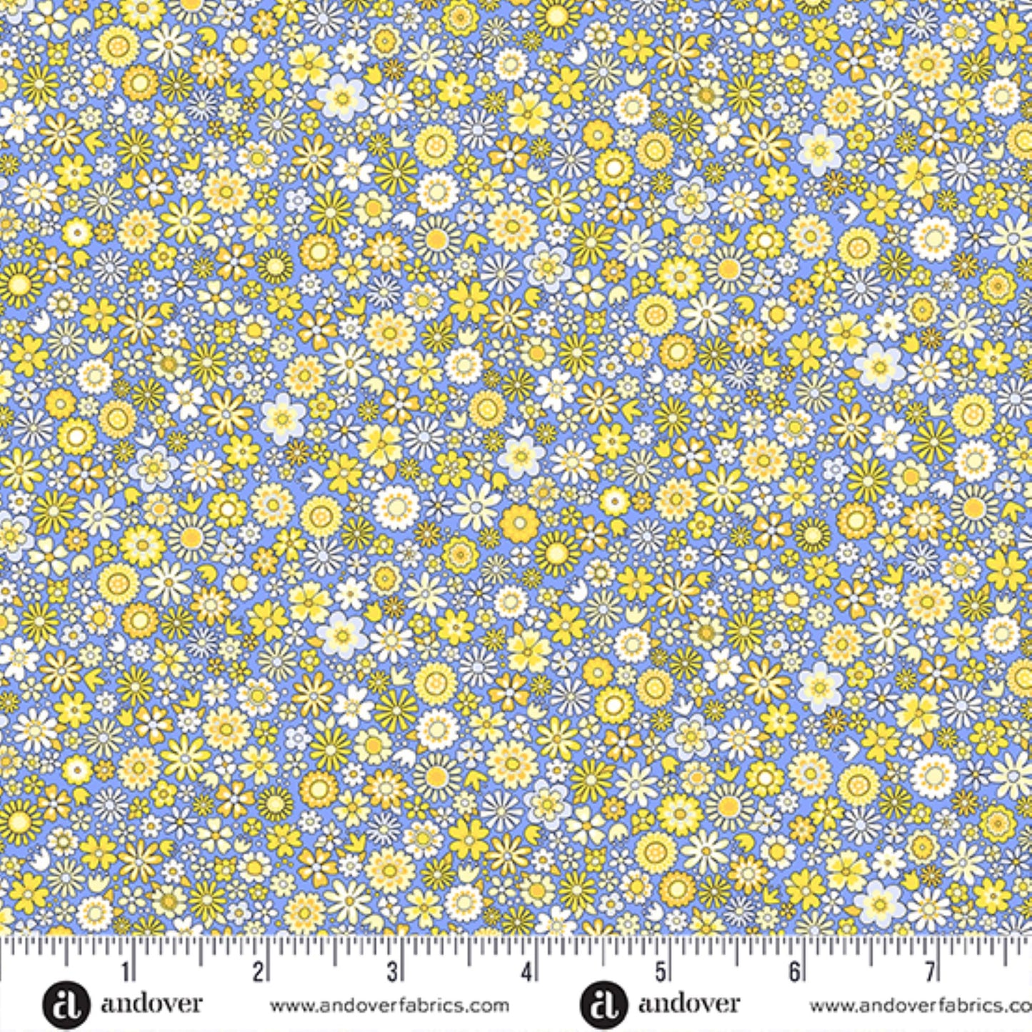 Country Cuttings florals yellow blue bundle - 6 Fat Quarters cotton quilt fabric by Makower UK