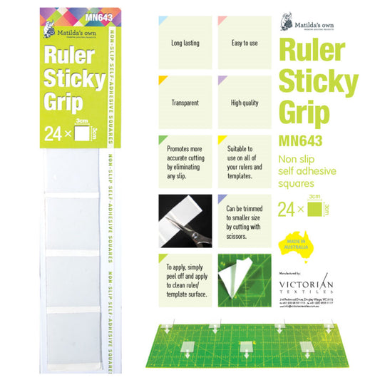 Ruler sticky grip 24, 3cm self-adhesive squares for rulers, templates Matilda's Own