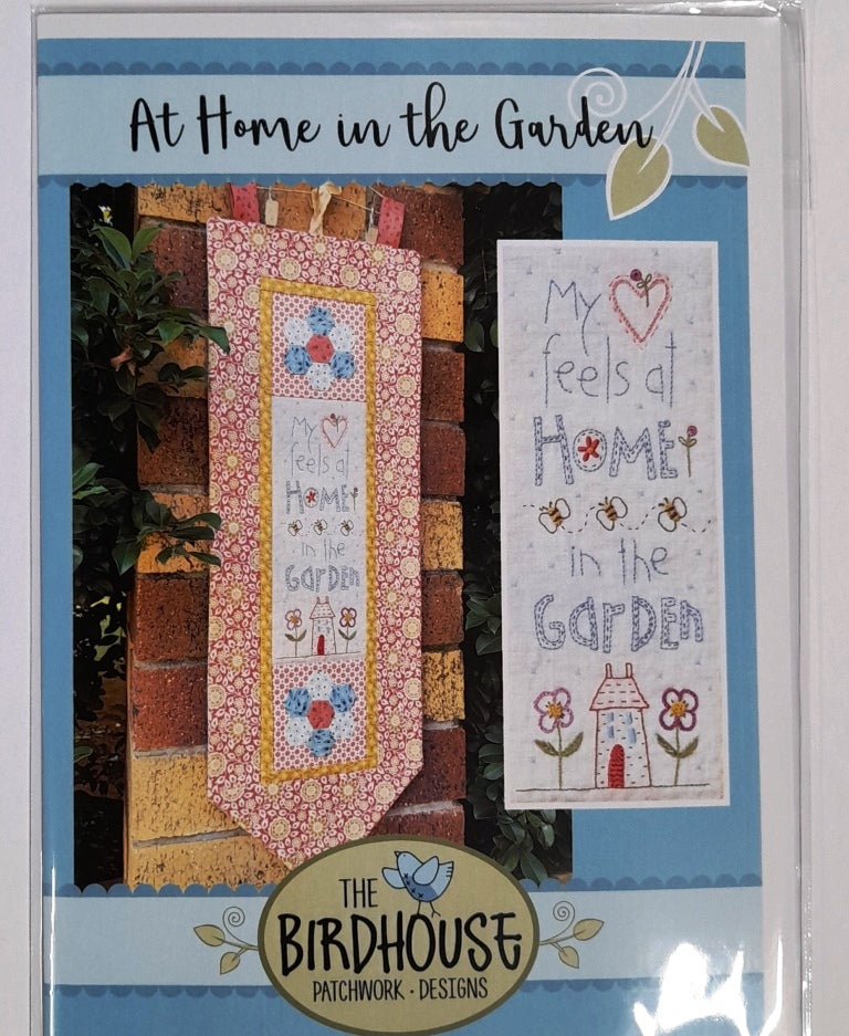 At Home in the Garden preprinted embroidery EPP wallhanging Birdhouse pattern