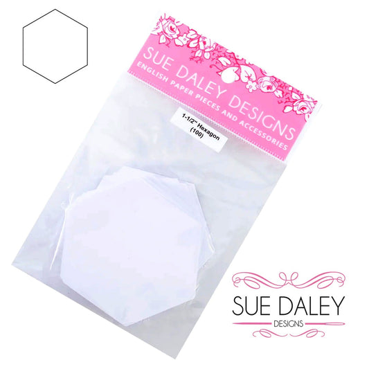 Hexagon papers various sizes for English Paper Piecing EPP Sue Daley Designs