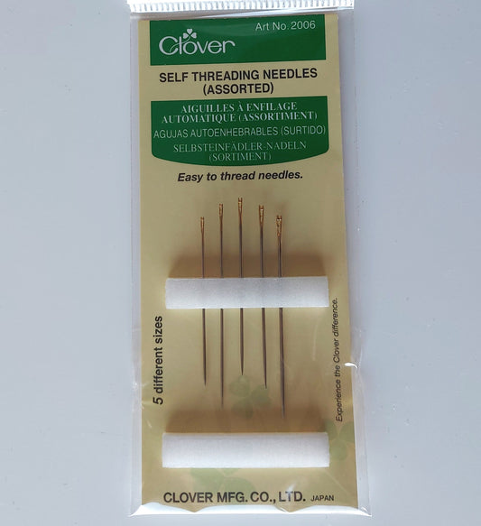 Clover gold eye self threading needles assorted sizes